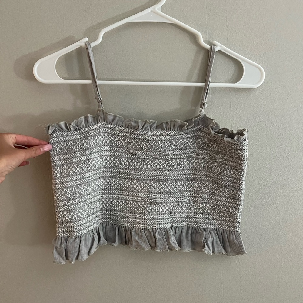 Sadie & Sage grey with white stitching crop top